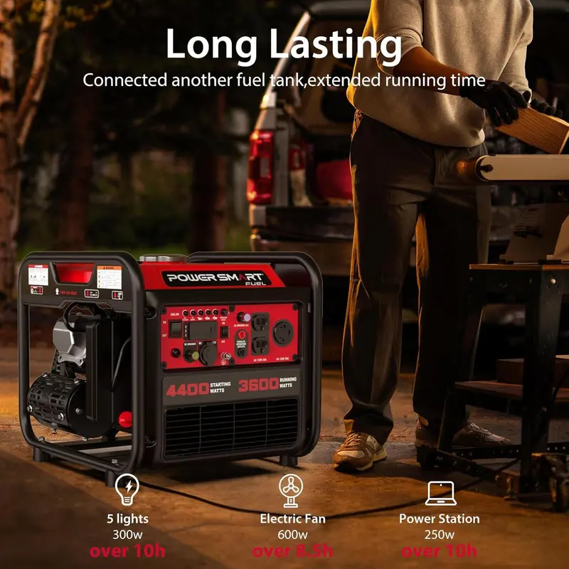 4400W Portable Gas Inverter Generator – RV-Ready, 30A Outlet, Recoil Start