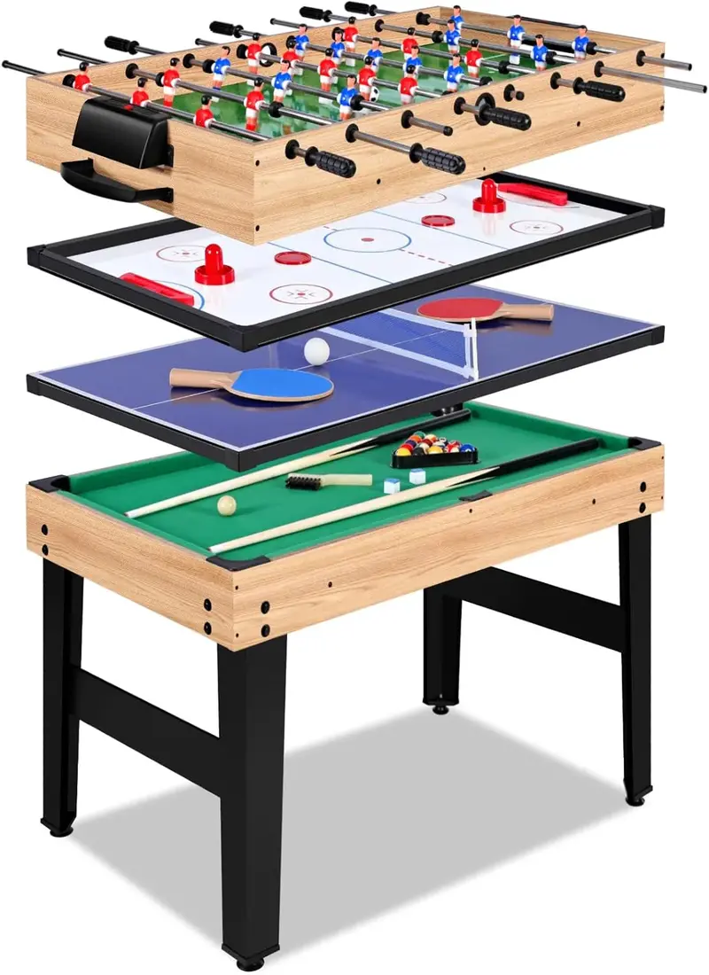 48-Inch 12-in-1 Multi-Game Table – Ping Pong, Pool, Foosball & Air Hockey Combo for Home Game Rooms