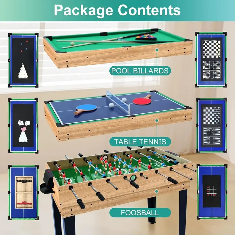 48-Inch 12-in-1 Multi-Game Table – Ping Pong, Pool, Foosball & Air Hockey Combo for Home Game Rooms