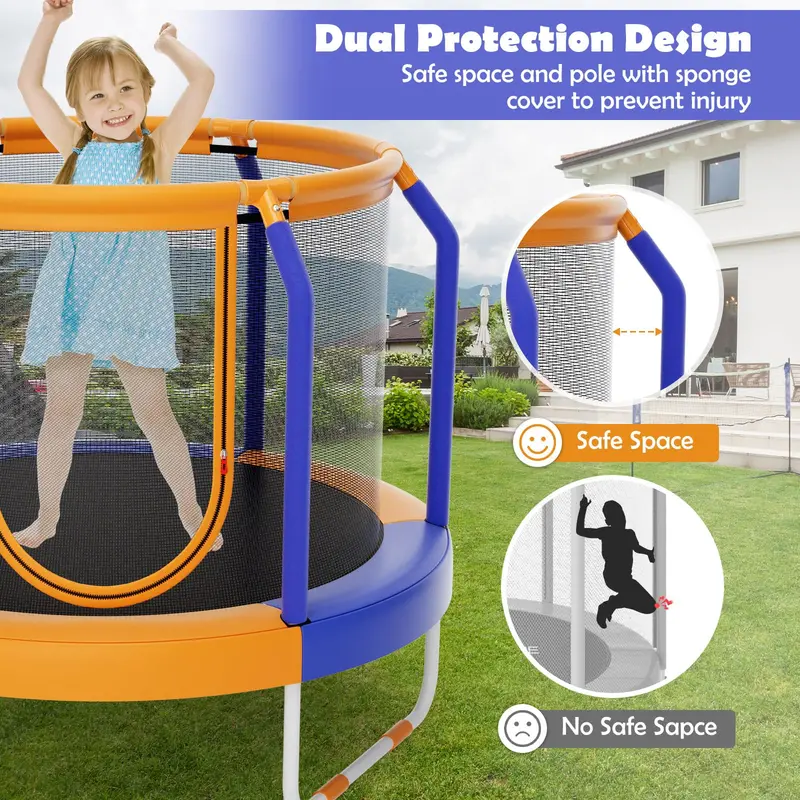 48-Inch ASTM-Certified Kids’ Trampoline with Enhanced Safety Enclosure & Ground-Level Design 2