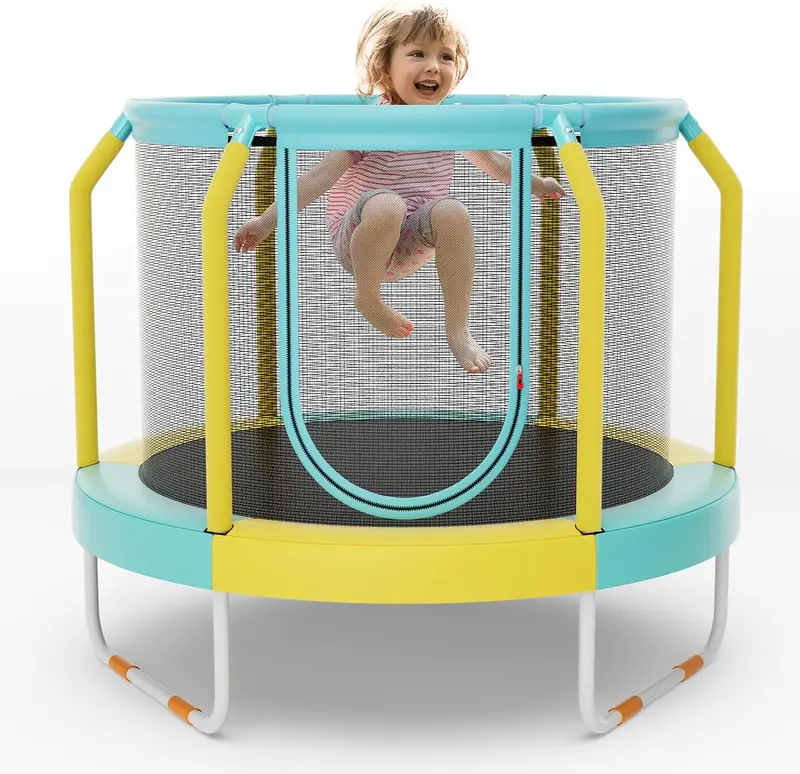 48-Inch ASTM-Certified Kids’ Trampoline with Enhanced Safety Enclosure & Ground-Level Design