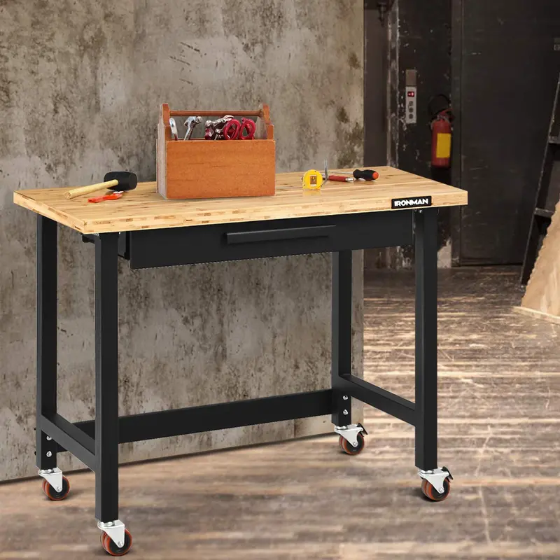 48-Inch Mobile Workbench – Heavy-Duty Rolling Workstation with Locking Casters 2