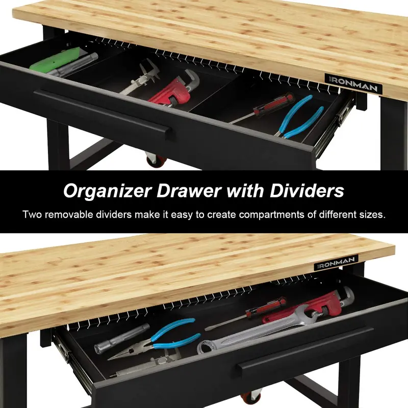 48-Inch Mobile Workbench – Heavy-Duty Rolling Workstation with Locking Casters
