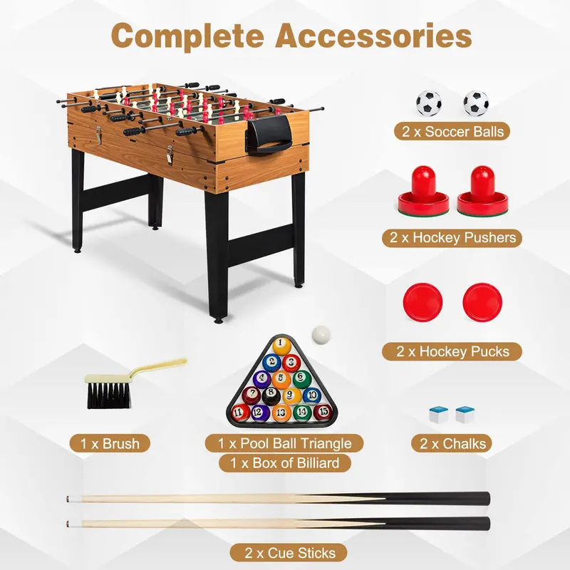 48-Inch Multi-Game Table – 3-in-1 Combo Set Featuring Full-Size Foosball, Ping Pong, and Pool