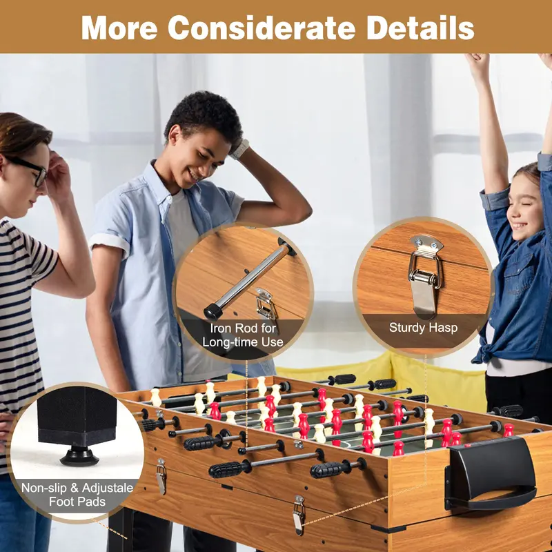 48-Inch Multi-Game Table – 3-in-1 Combo Set Featuring Full-Size Foosball, Ping Pong, and Pool