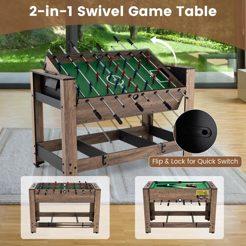 48-Inch Multi-Game Table Featuring Foosball and Pool for Adults 2
