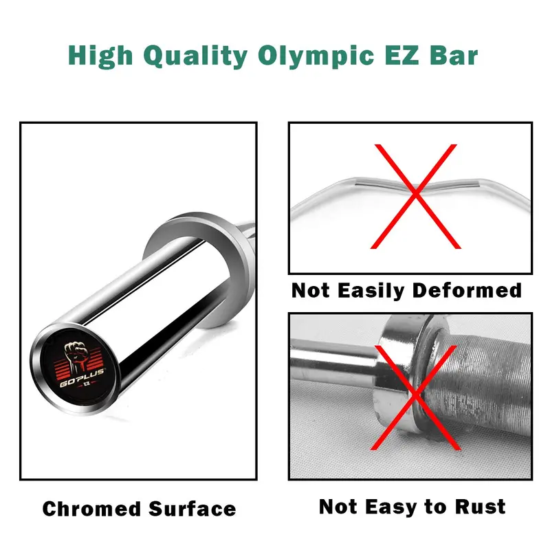 48-Inch Olympic EZ Curl Bar – 400 lb Capacity Solid Steel Strength Training Barbell