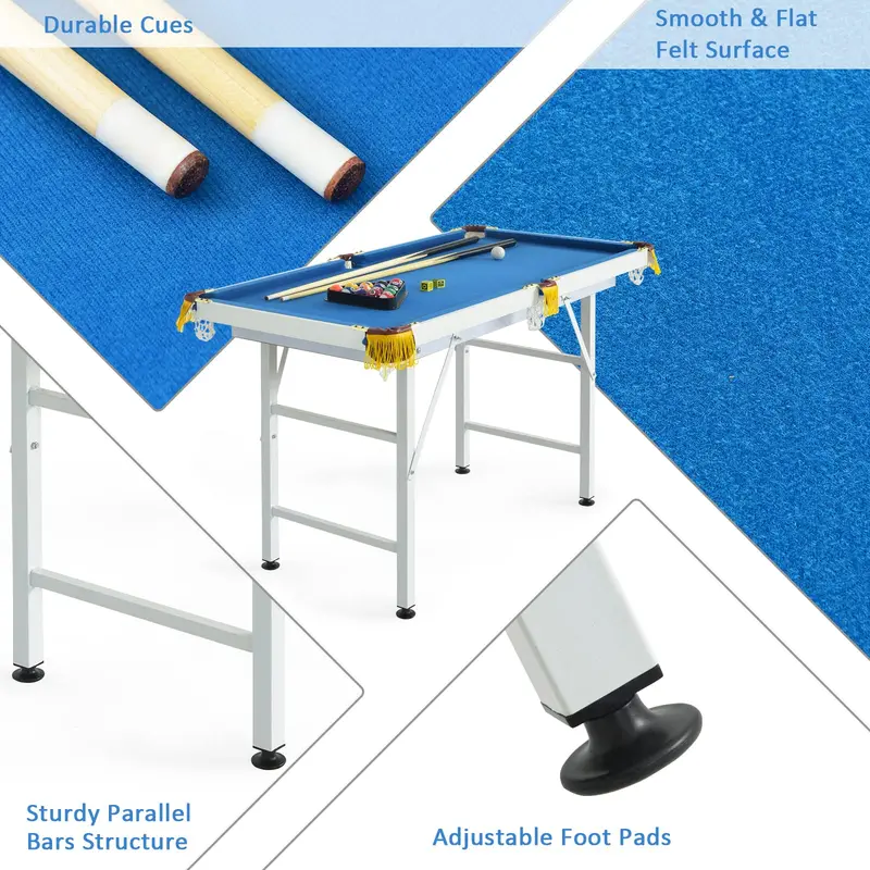 48-Inch Portable Folding Billiards Table – Compact Pool Game Setup