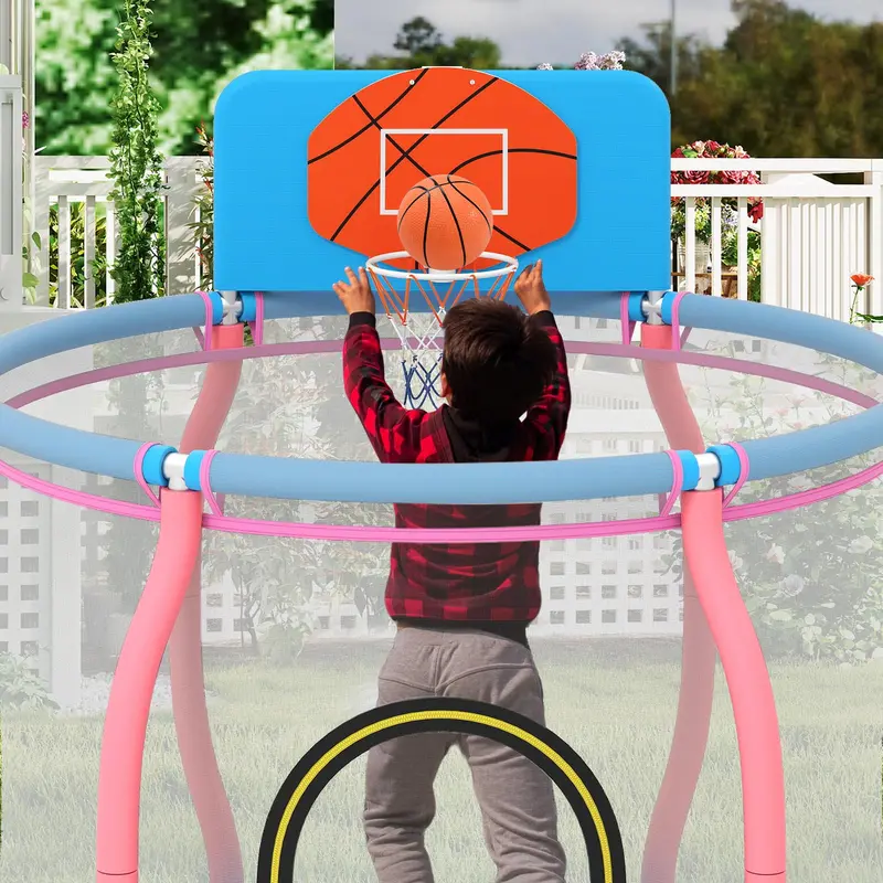 48-Inch Pumpkin-Themed Trampoline – Indoor/Outdoor Bounce Mat with Basketball Hoop & Backboard 2