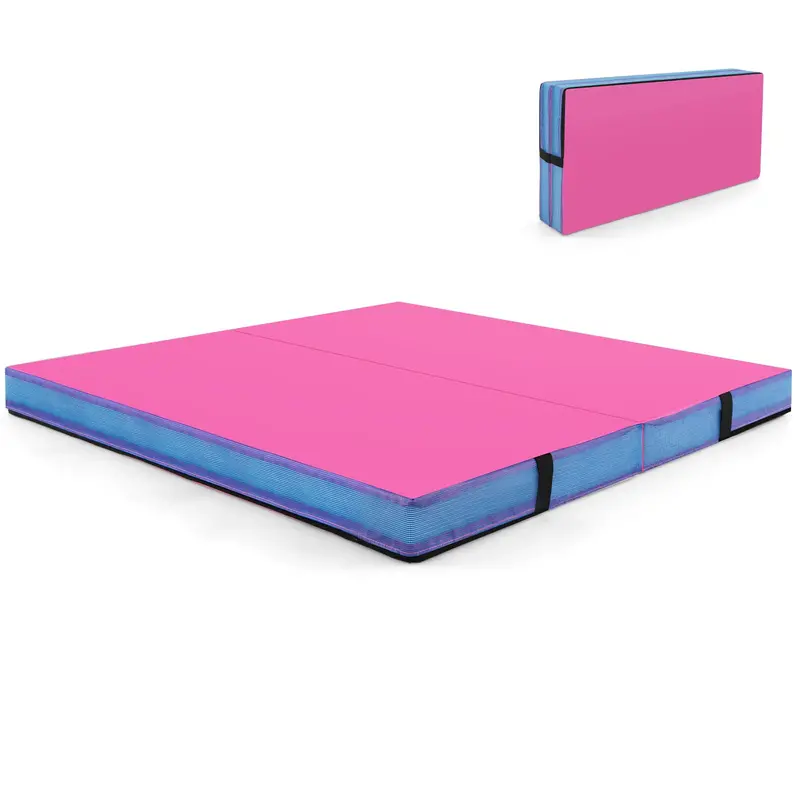 48-Inch Thickened Bi-Fold Fitness Mat – PU Leather Cover with Carry Handles