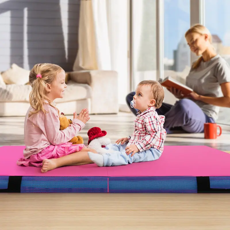 48-Inch Thickened Bi-Fold Fitness Mat – PU Leather Cover with Carry Handles 2