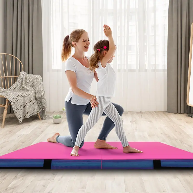48-Inch Thickened Bi-Fold Fitness Mat – PU Leather Cover with Carry Handles