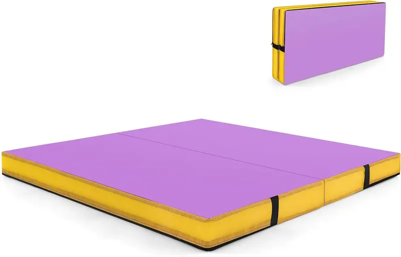 48-Inch Thickened Bi-Fold Fitness Mat – PU Leather Cover with Carry Handles