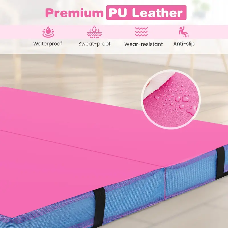 48-Inch Thickened Bi-Fold Fitness Mat – PU Leather Cover with Carry Handles