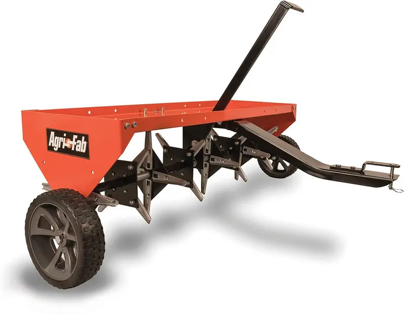 48-Inch Tow Plug Aerator – Heavy-Duty Lawn and Turf Aeration Tool in Orange and Black