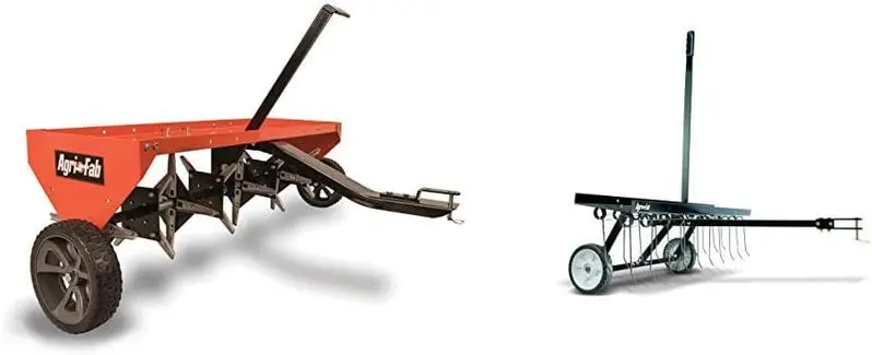 48-Inch Tow Plug Aerator – Heavy-Duty Lawn and Turf Aeration Tool in Orange and Black
