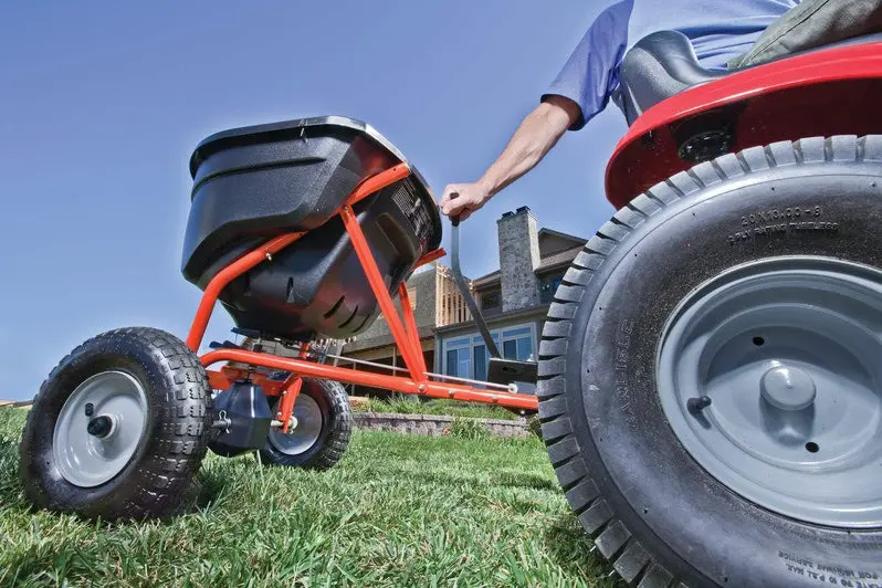 48-Inch Tow Plug Aerator – Heavy-Duty Lawn and Turf Aeration Tool in Orange and Black