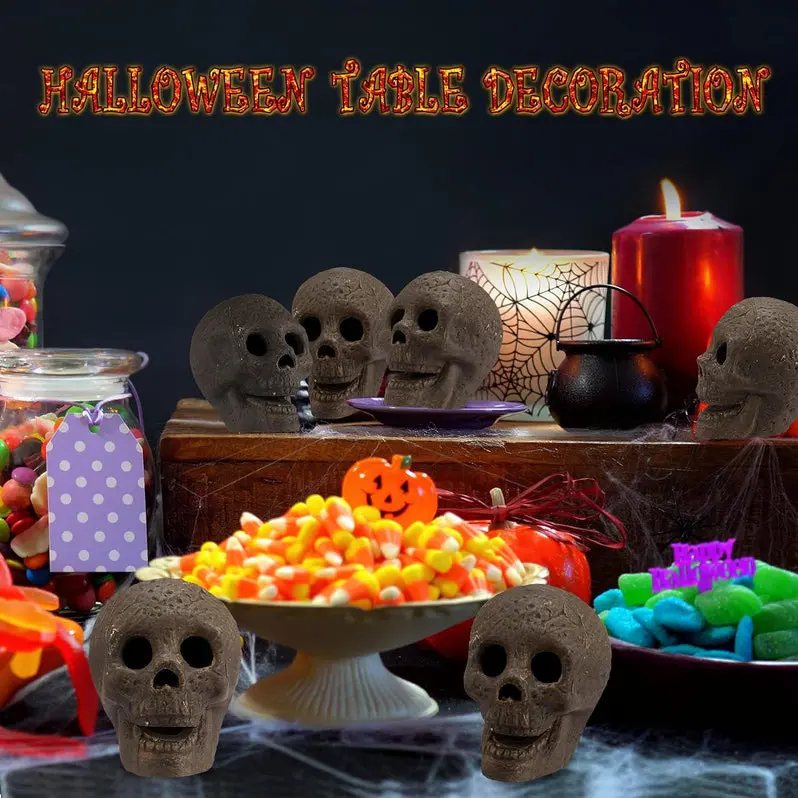 48-Piece Fire Pit Skull Collection – Stone-Finish Halloween Decorative Set