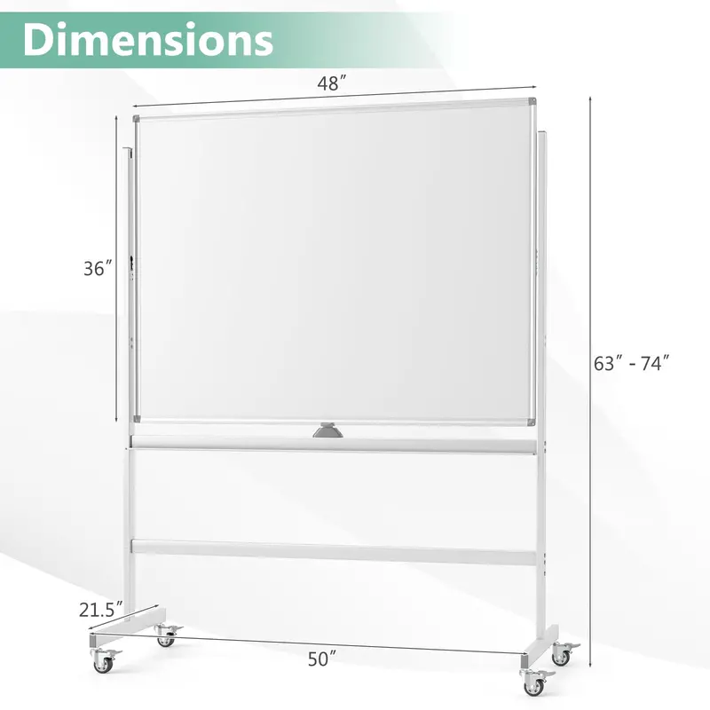 48" x 36" Double-Sided Magnetic Dry Erase Board – Includes Flipchart Functionality