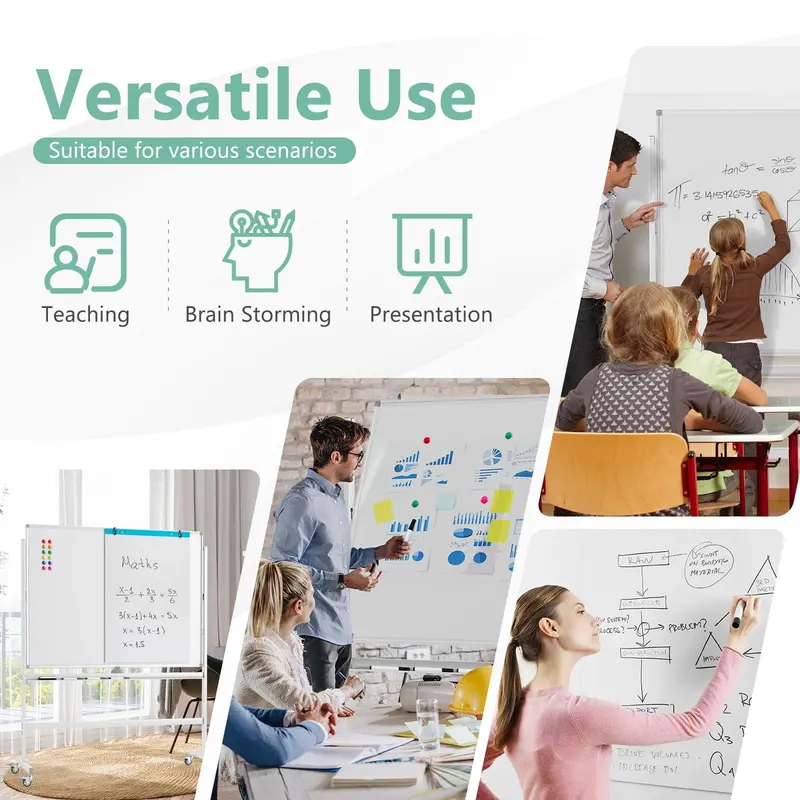 48" x 36" Double-Sided Magnetic Dry Erase Board – Includes Flipchart Functionality