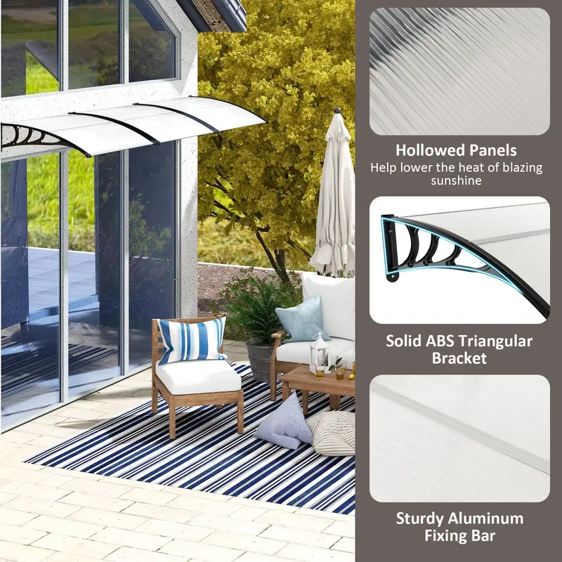 48" x 40" Weatherproof Door and Window Awning for Sun, Rain, and UV Protection