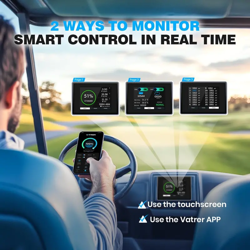 48V 105Ah Lithium-Ion Battery Pack with Smart BMS, Touchscreen Display & Bluetooth App Control