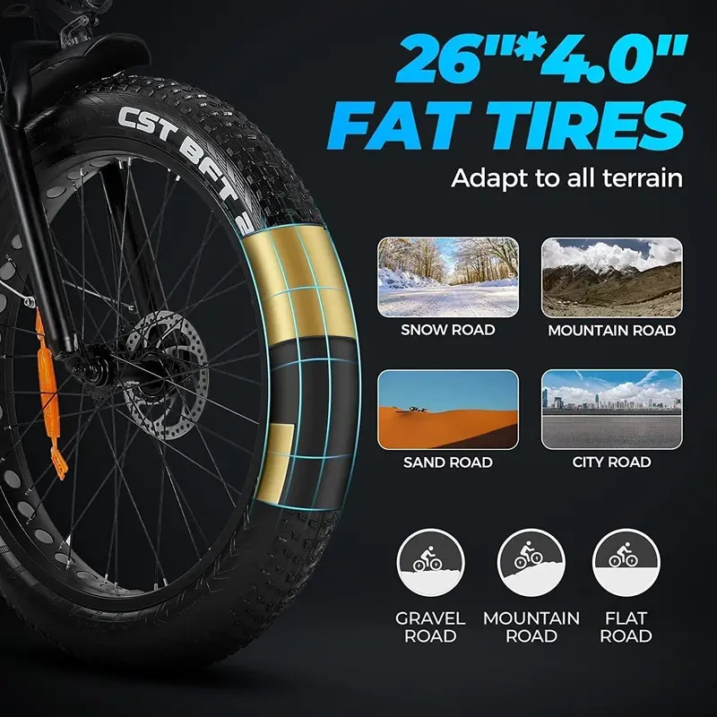 48V/15Ah Electric Mountain Bike – Long-Range Outdoor E-Bike with Lithium Battery