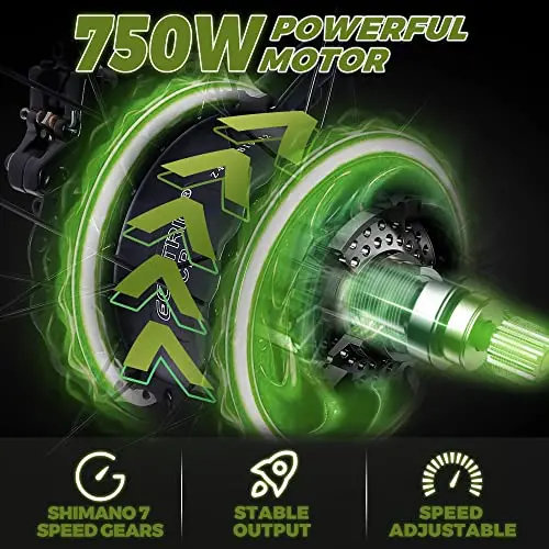 48V 750W Fat-Tire Electric Bike – 26" All-Terrain E-Bike with Suspension Fork & Removable Battery