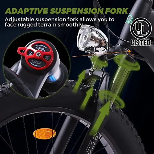 48V 750W Fat-Tire Electric Bike – 26" All-Terrain E-Bike with Suspension Fork & Removable Battery
