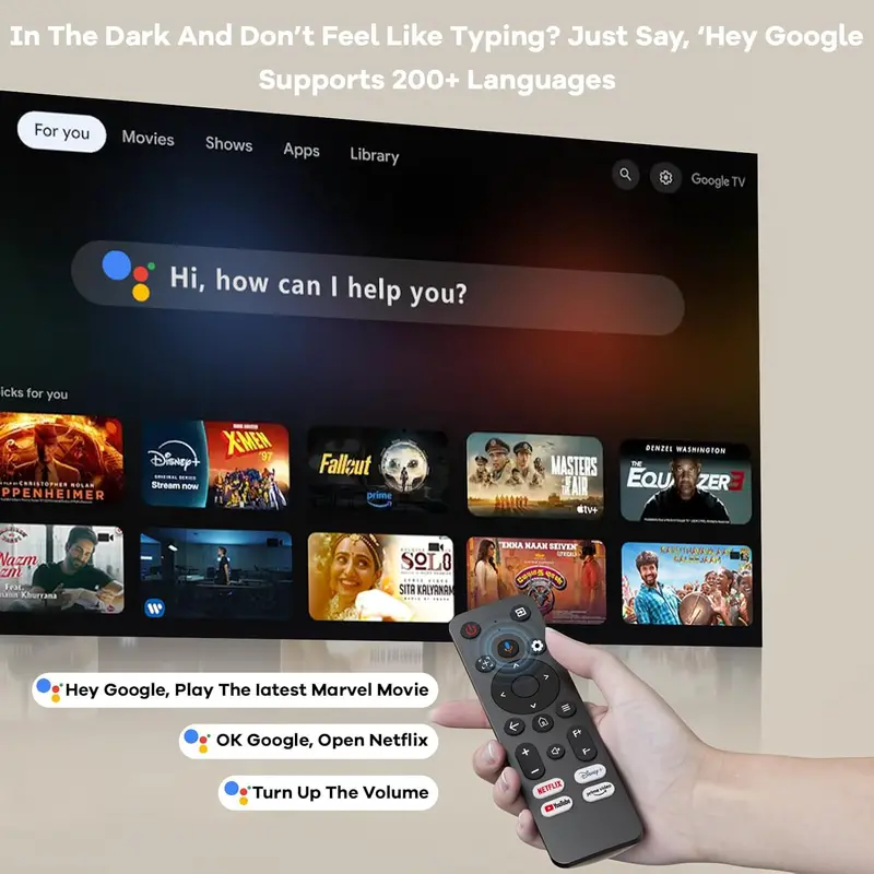 4K Google TV Projector — 2500 ANSI Lumens, Auto Lens Cap, 4D Keystone Correction, and AI Focus
