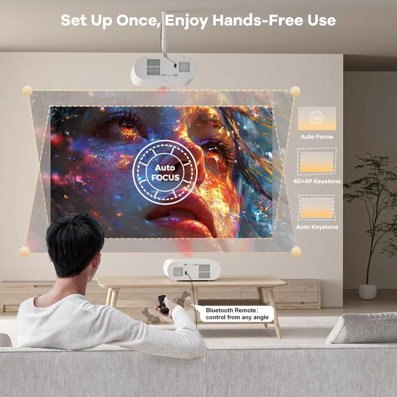 4K Google TV Projector — 2500 ANSI Lumens, Auto Lens Cap, 4D Keystone Correction, and AI Focus