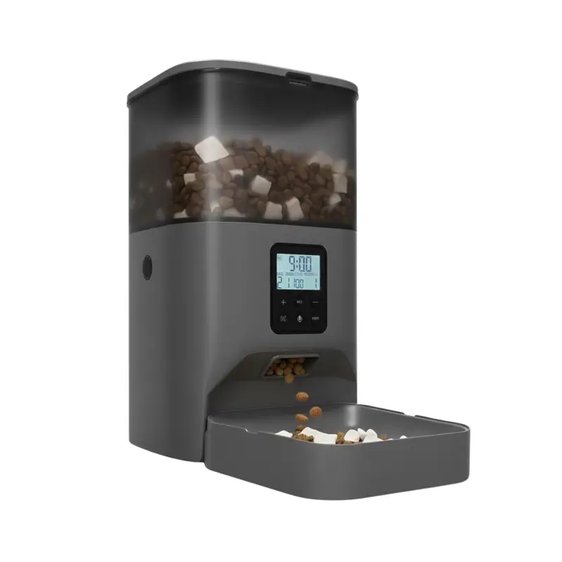 4L Smart Automatic Feeder for Cats and Dogs – Gray, with Voice Memo & Timer