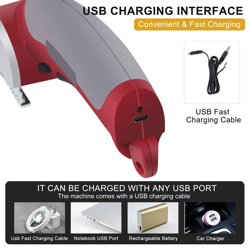 4V Rechargeable Cordless Electric Scissors – Safety-Locked Box Cutter for Cardboard, Fabric, and Leather