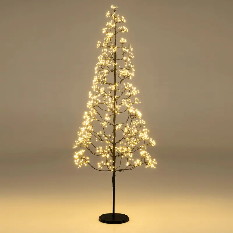 5/6/7-Foot Pre-Lit LED Alpine Tree with 1000 Warm White Lights and Stable Weighted Base