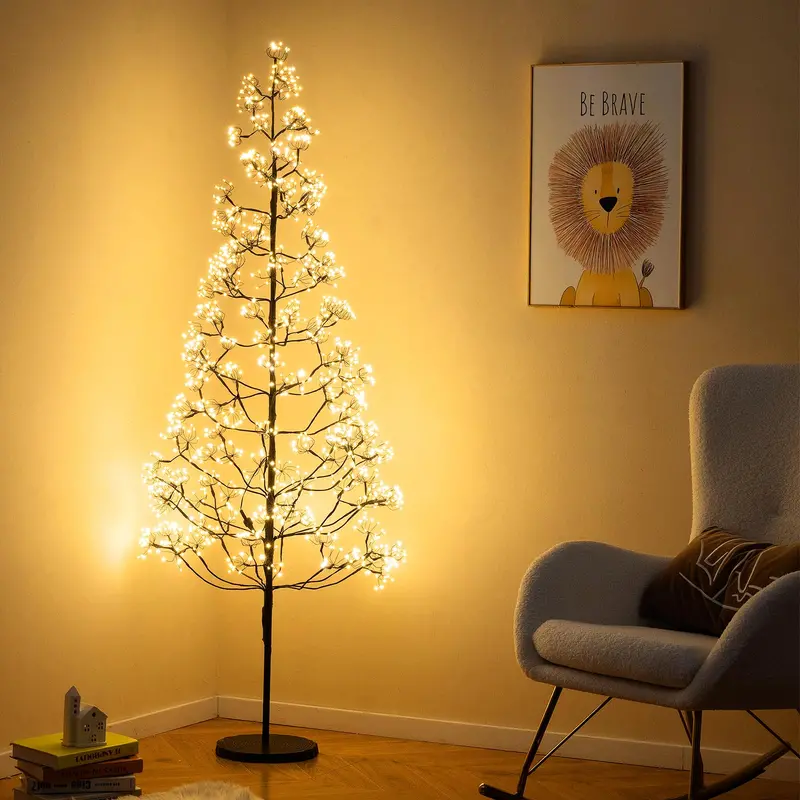 5/6/7-Foot Pre-Lit LED Alpine Tree with 1000 Warm White Lights and Stable Weighted Base 2