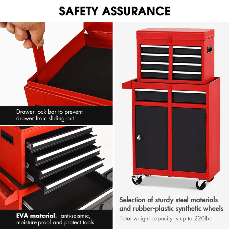 5-Drawer Rolling Tool Cabinet – Heavy-Duty Mobile Storage Box for Workshop Organization