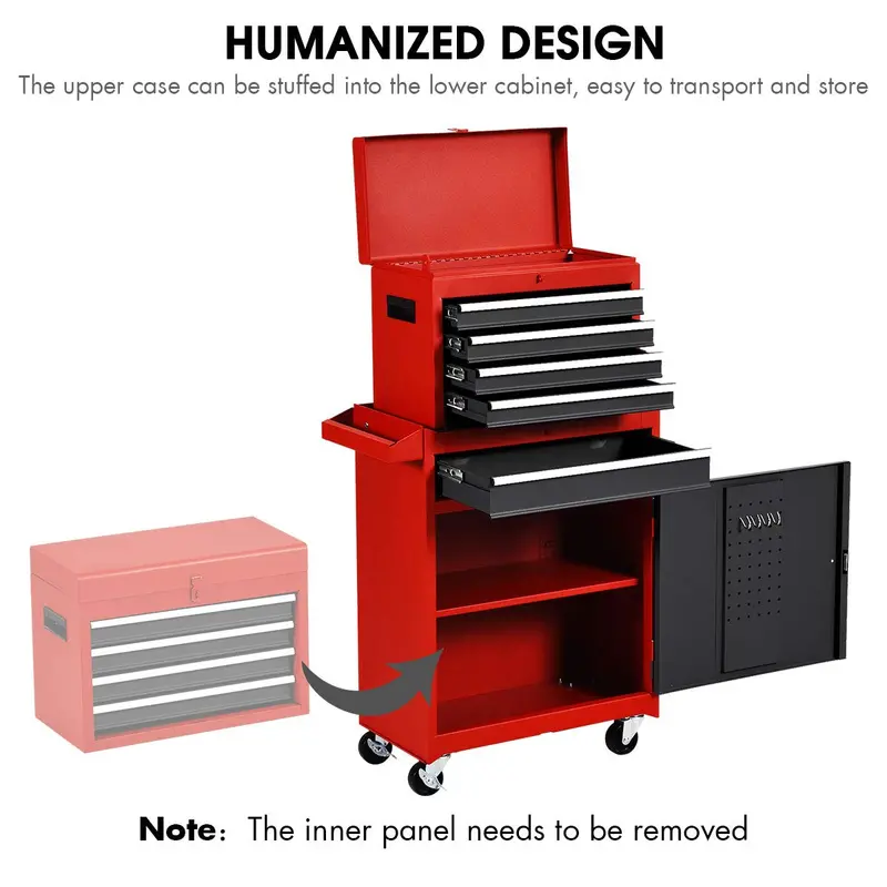 5-Drawer Rolling Tool Cabinet – Heavy-Duty Mobile Storage Box for Workshop Organization