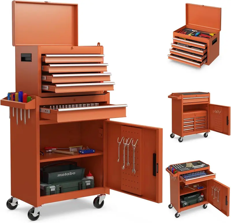 5-Drawer Rolling Tool Chest with Detachable Top Organizer Tray