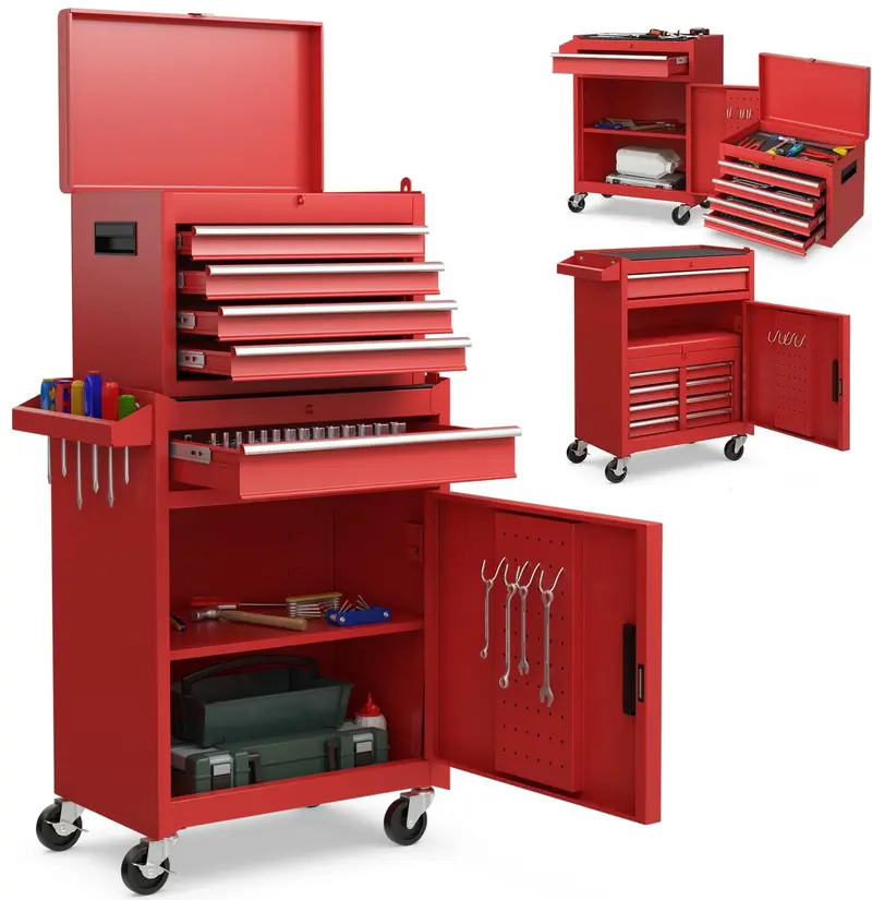 5-Drawer Rolling Tool Chest with Detachable Top Organizer Tray