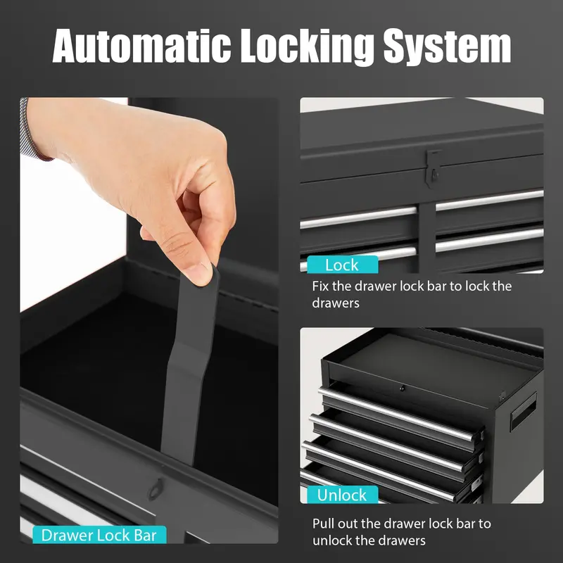 5-Drawer Rolling Tool Chest with Detachable Top Organizer Tray