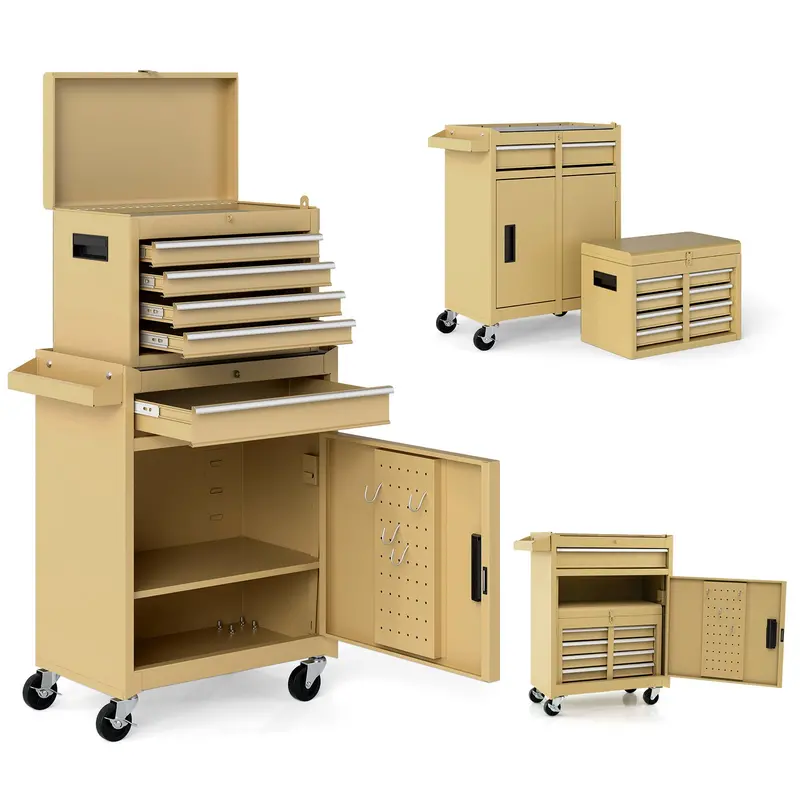 5-Drawer Rolling Tool Chest with Detachable Top Organizer Tray