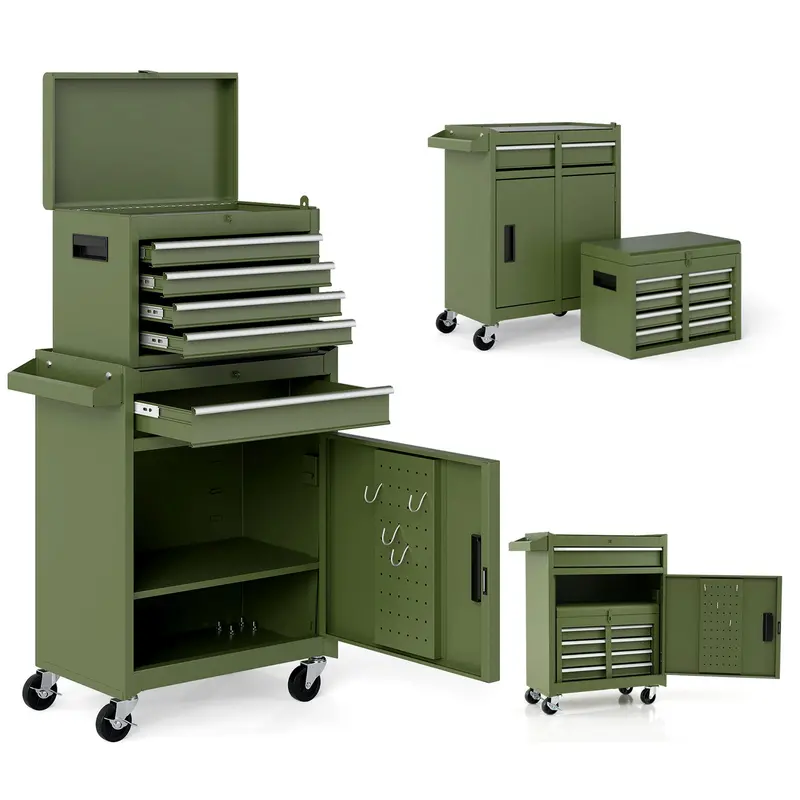 5-Drawer Rolling Tool Chest with Detachable Top Organizer Tray
