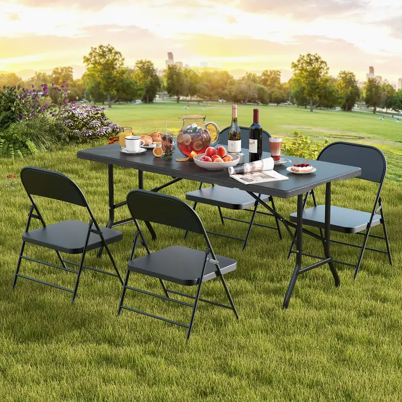 5-Foot Heavy-Duty Rectangular Folding Table with Integrated Carry Handle 2