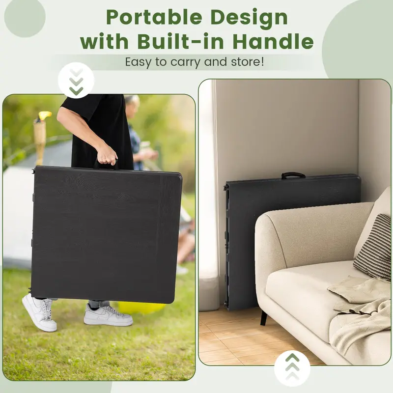 5-Foot Heavy-Duty Rectangular Folding Table with Integrated Carry Handle