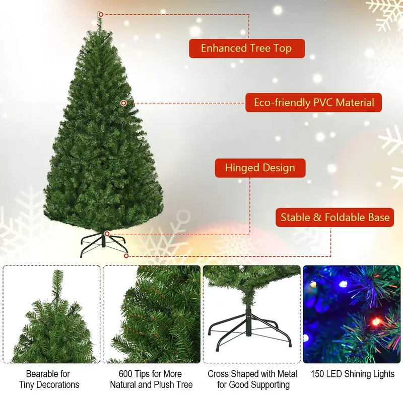 5-Foot Pre-Lit Artificial Christmas Tree with Realistic Fir Branches