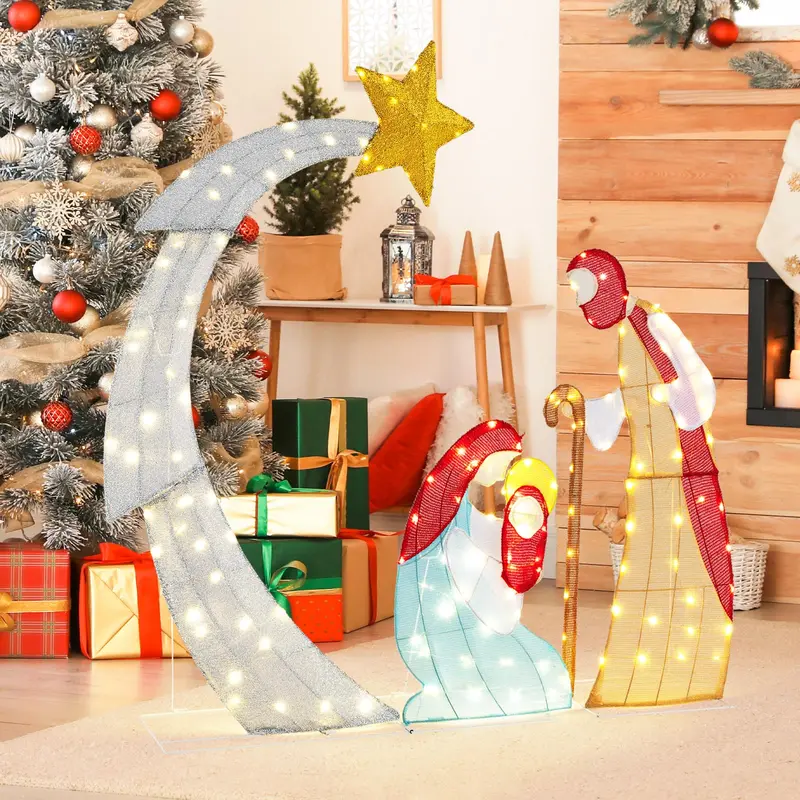 5-Foot Pre-Lit Nativity Scene Set with 140 Warm White LED Lights 2