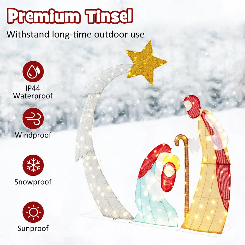 5-Foot Pre-Lit Nativity Scene Set with 140 Warm White LED Lights