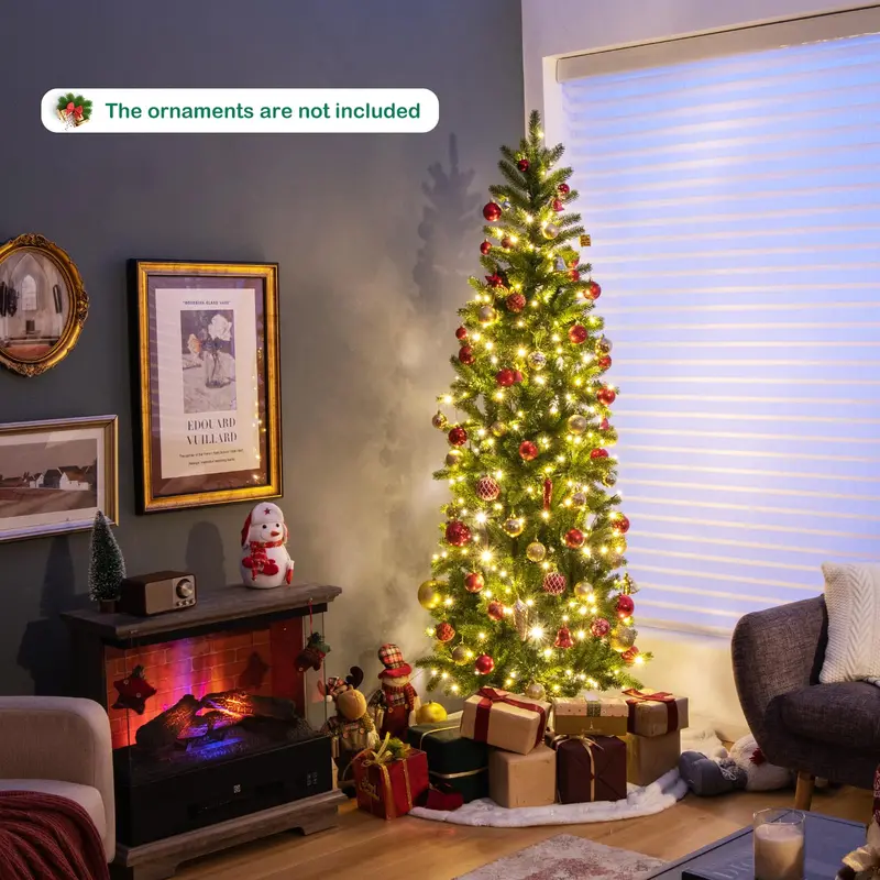 5-Foot Pre-Lit Slim Pencil Christmas Tree with 390 PVC/PE Branch Tips 2