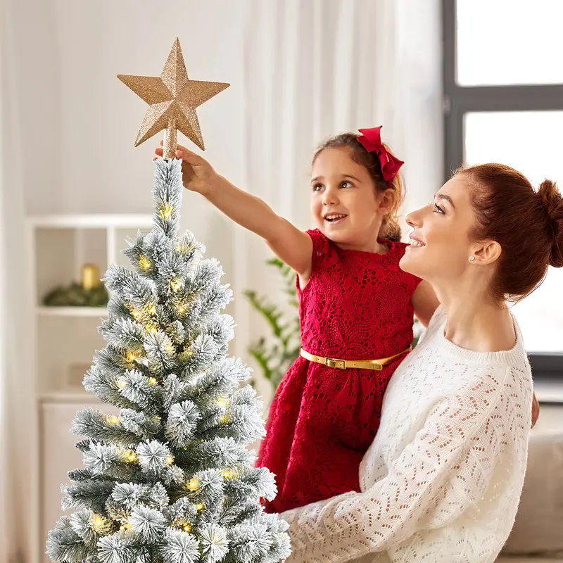 5-Foot Premium Pre-Lit Snow-Flocked Artificial Christmas Tree with 140 RGB LEDs & 9 Lighting Effects 2