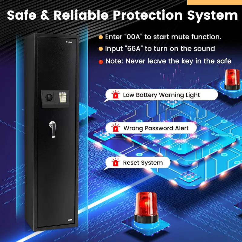 5-Gun Rifle Safe with Integrated Ammo Storage Compartment